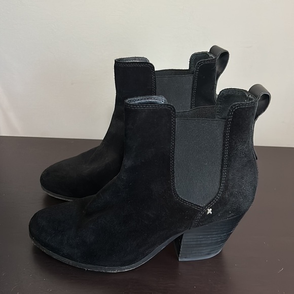 RAG and BONE Devon Black Suede Ankle Boots Booties Stacked Heel Sz 38 - Picture 9 of 13